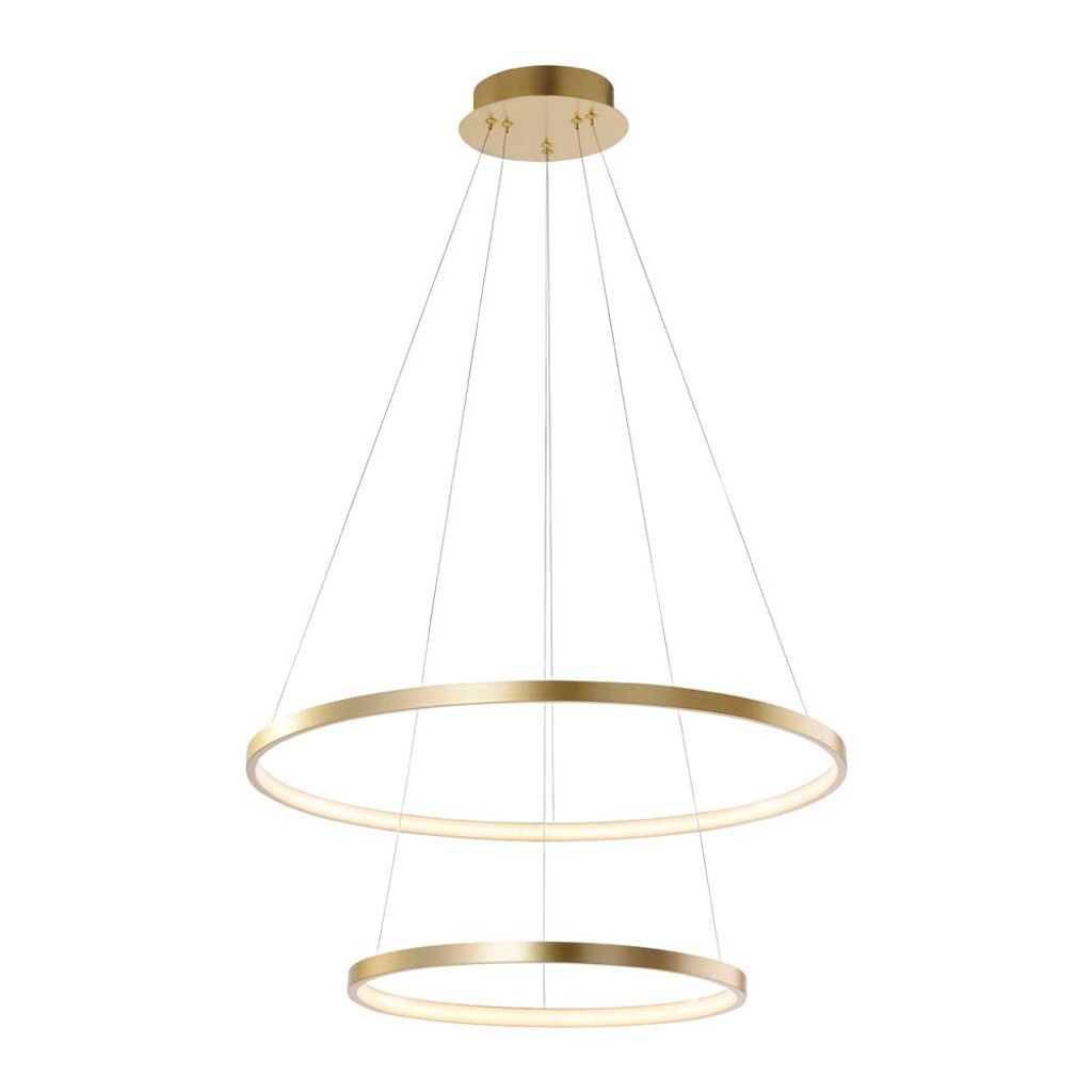 LED Pendelleuchte, gold, Ring Design verstellbar, H 120 cm