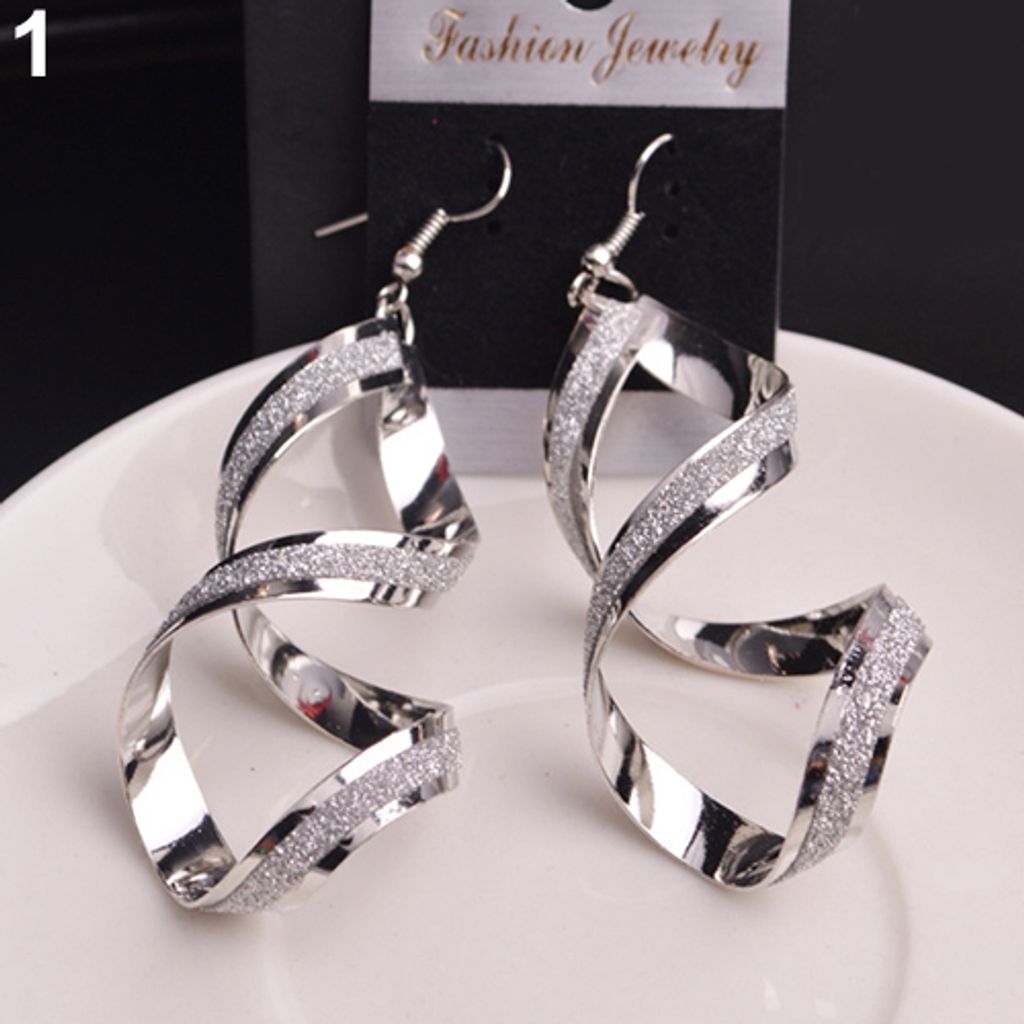 Frauen Spirale Peeling Haken baumeln Ohrringe Hochzeit Verlobung Brautschmuck Geschenk-Silber