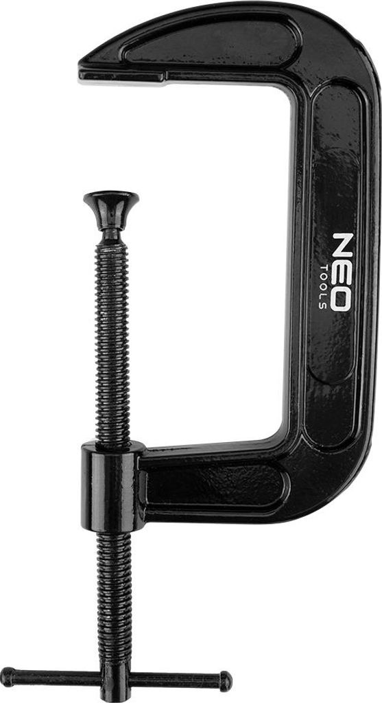 NEO TOOLS Profi Schraubzwinge Typ C (G) – Robuste G-Klemme aus Gusseisen, Mit Spindelmechanismus