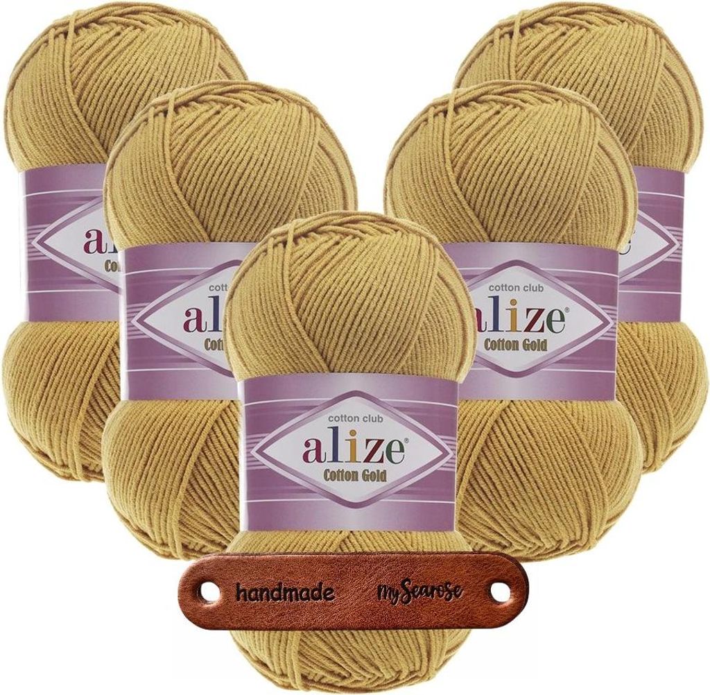 5 x ALIZE Baumwolle Gold 736 Honey Comb mit Label