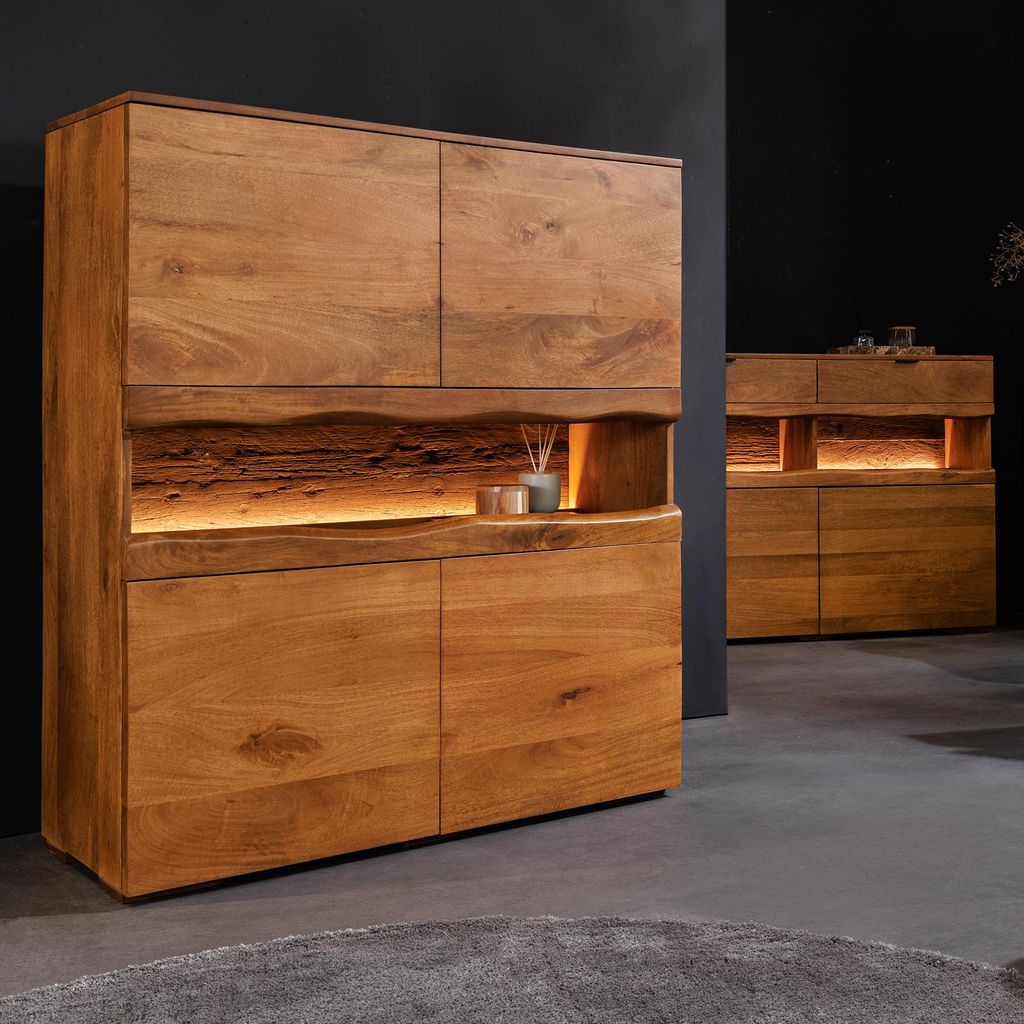 riess-ambiente Highboard GRAND 120cm braun massives Produktbild 