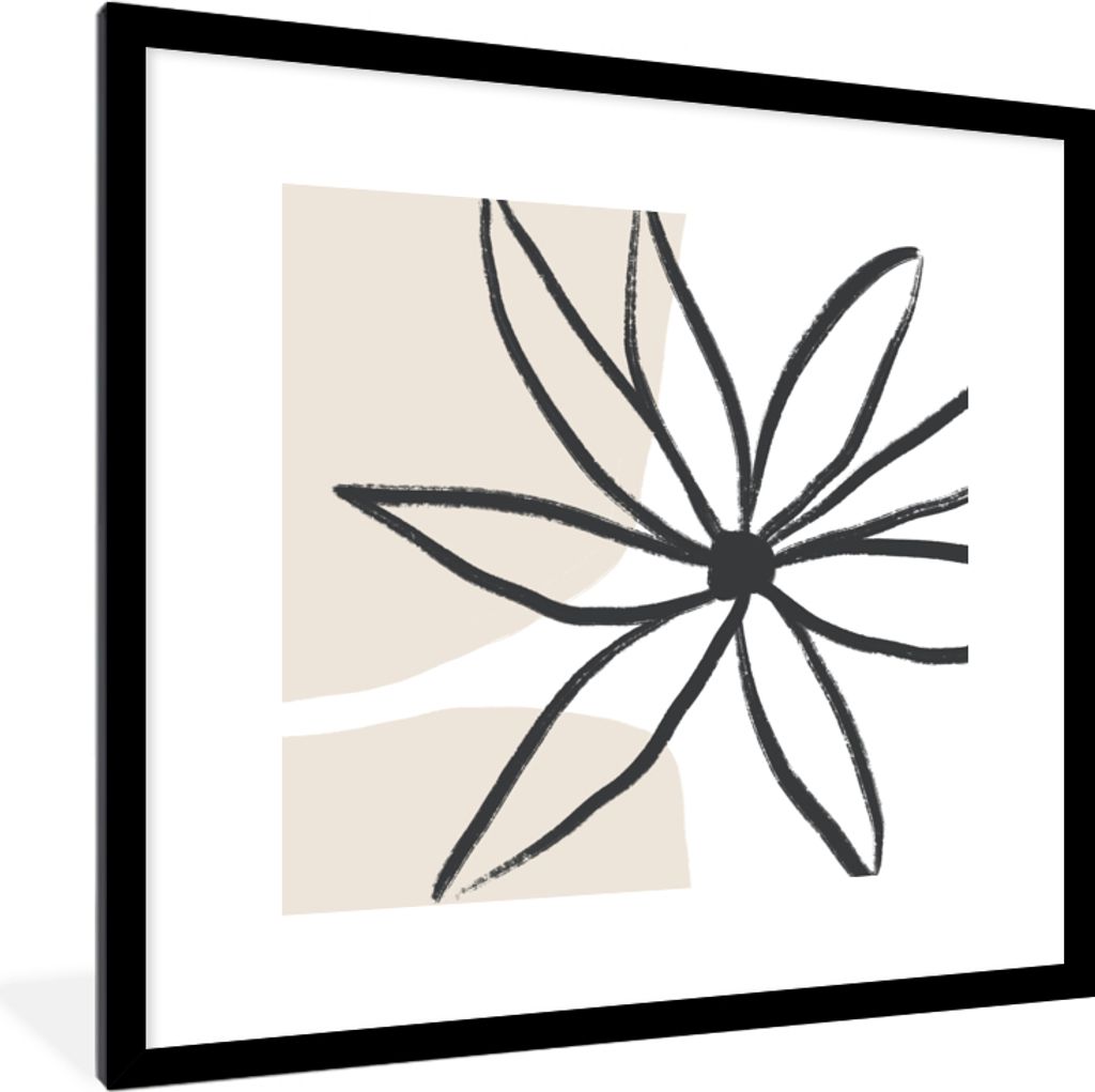 MuchoWow Gerahmtes Poster Blumen - Minimalismus - Pastell 40x40 cm - Poster mit Schwarzem Bilderrahmen Wandposter Rahmen Foto Bilder - Poster - P...