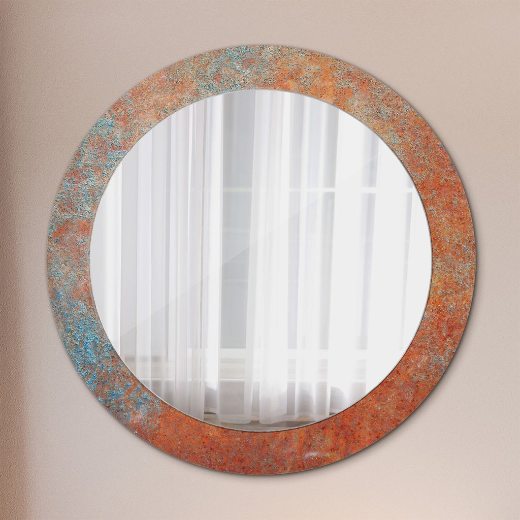 Wohnzimmer Spiegel - Mirror zum Wandspiegel Schlafzimmer – Schminkspiegel - Rostig Metall - Runder: Ø70cm