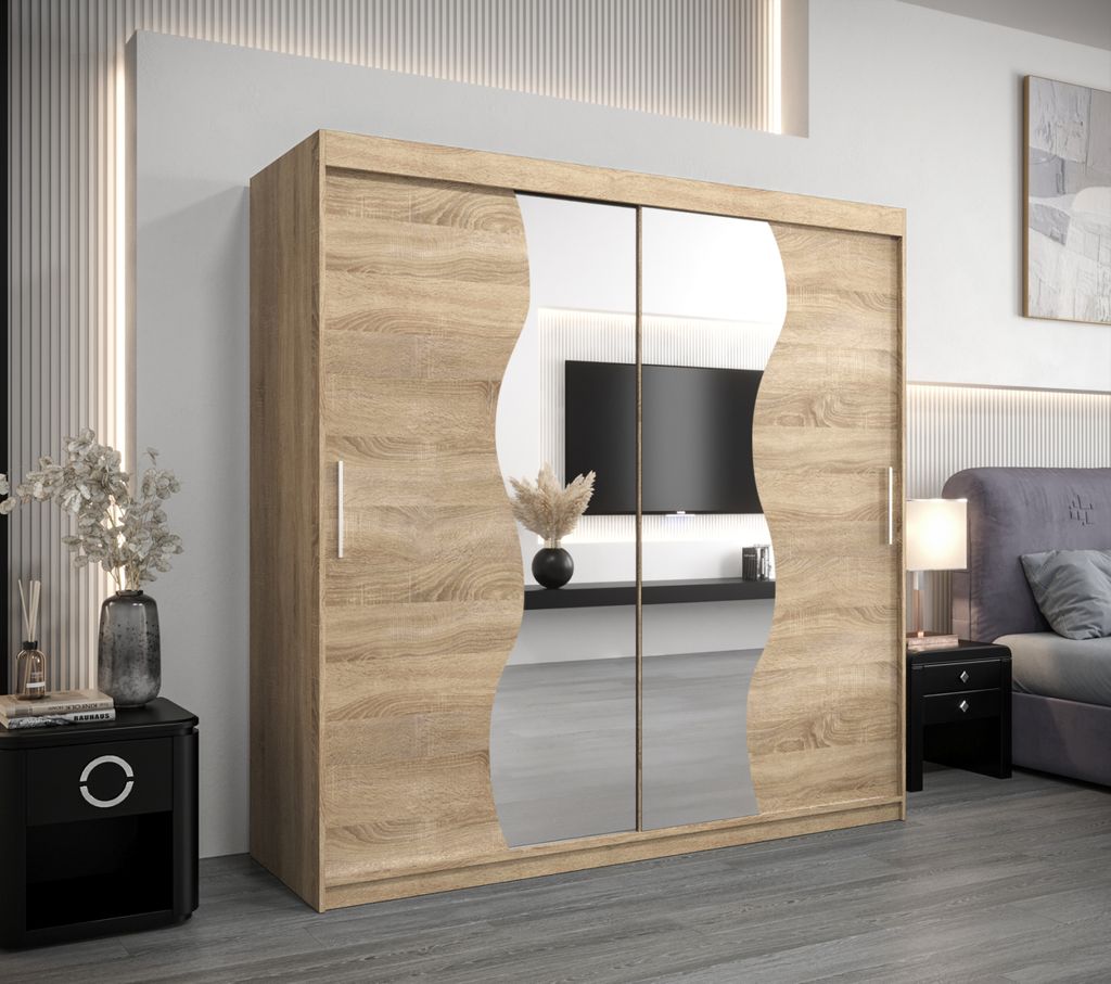 Kleiderschrank ROZALIE – Breite 200 cm, Eiche sonoma
