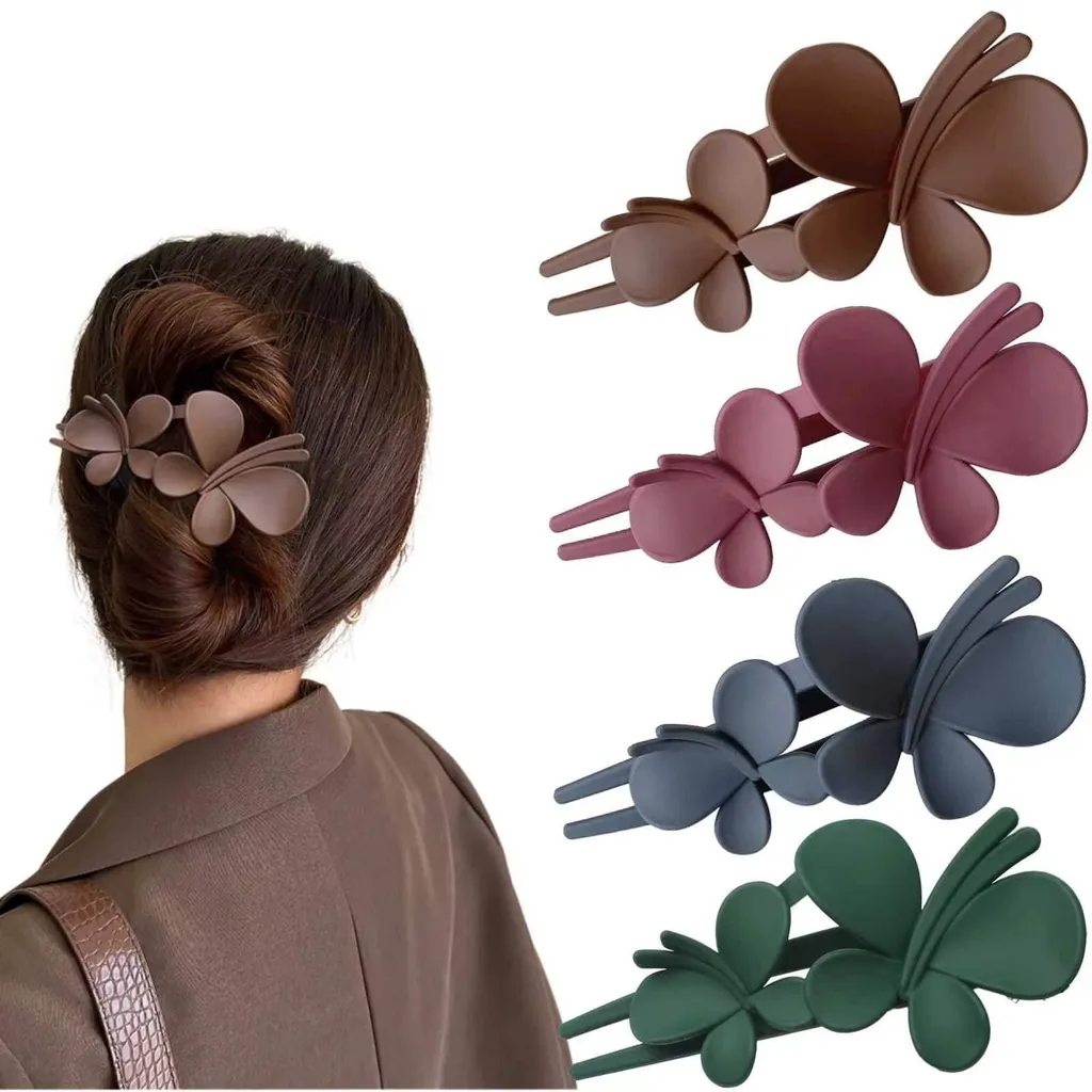Accessoires cheveux pour coiffure rapide barrettes papillon mates lot de 4