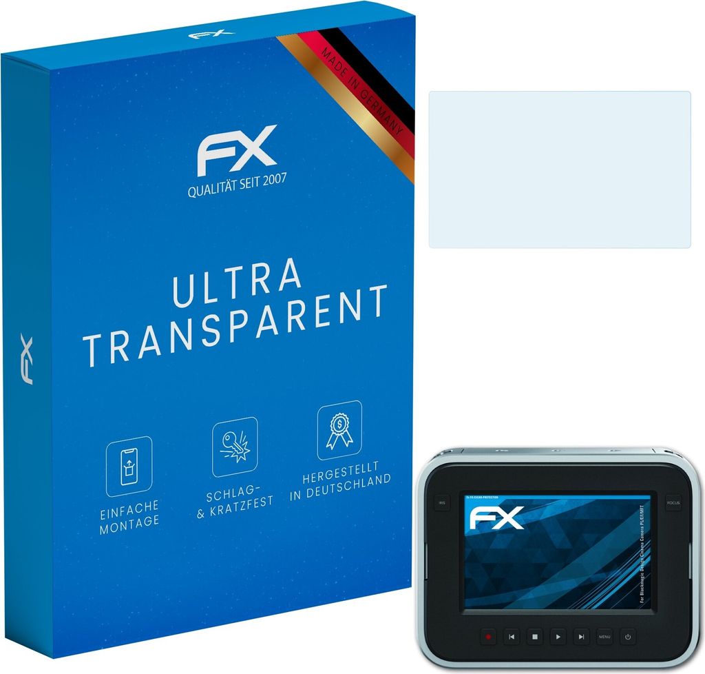 atFoliX FX-Clear 3x Schutzfolie kompatibel mit Blackmagic Design Cinema Camera (PL/EF/MFT) Displayschutzfolie