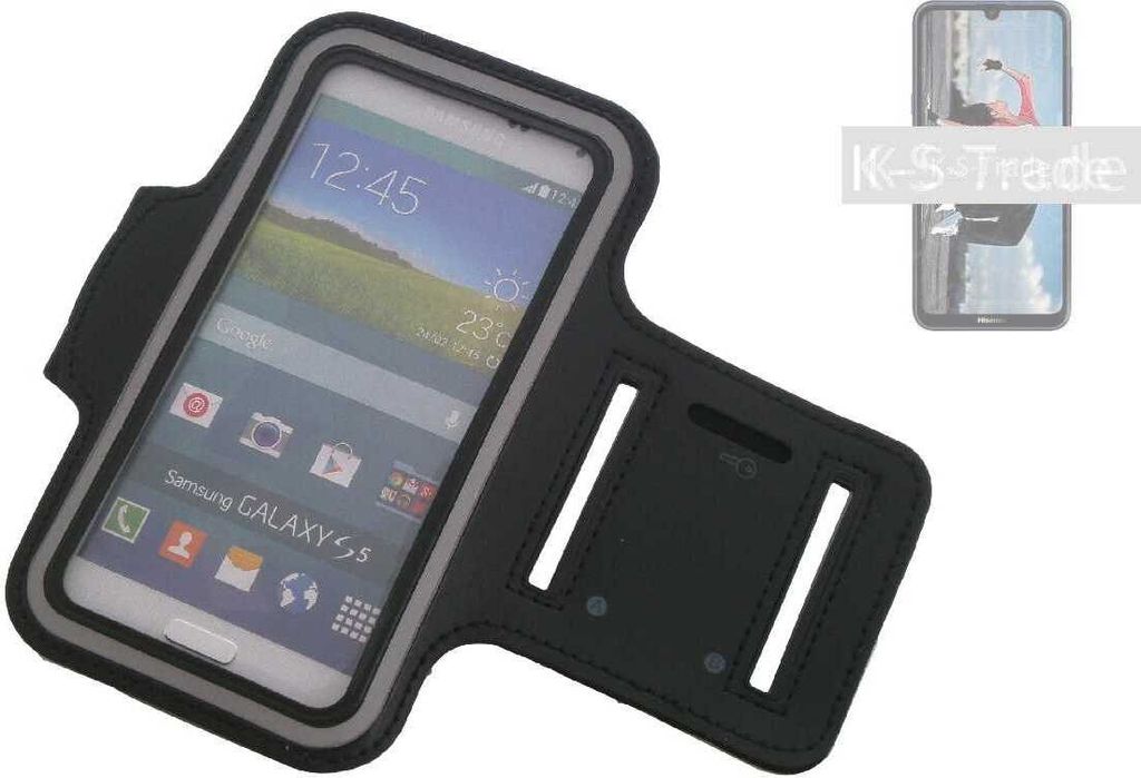 Kompatibel mit Sony Xperia L3 Neopren Jogging Armband Sportarmband Oberarmband schwarz kompatibel mit Sony Xperia L3 mit Reflektor Streifen. Fitness