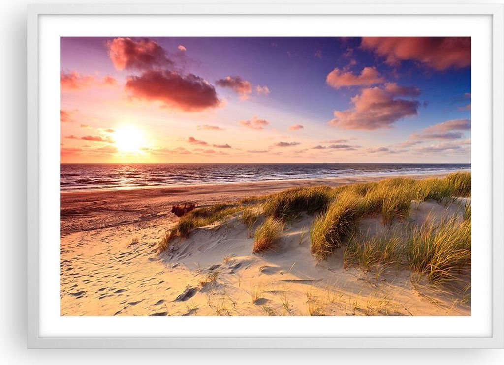 Gerahmtes Poster - Weißer Rahmen - Meer Strand Düne - 70x50 Produktbild 