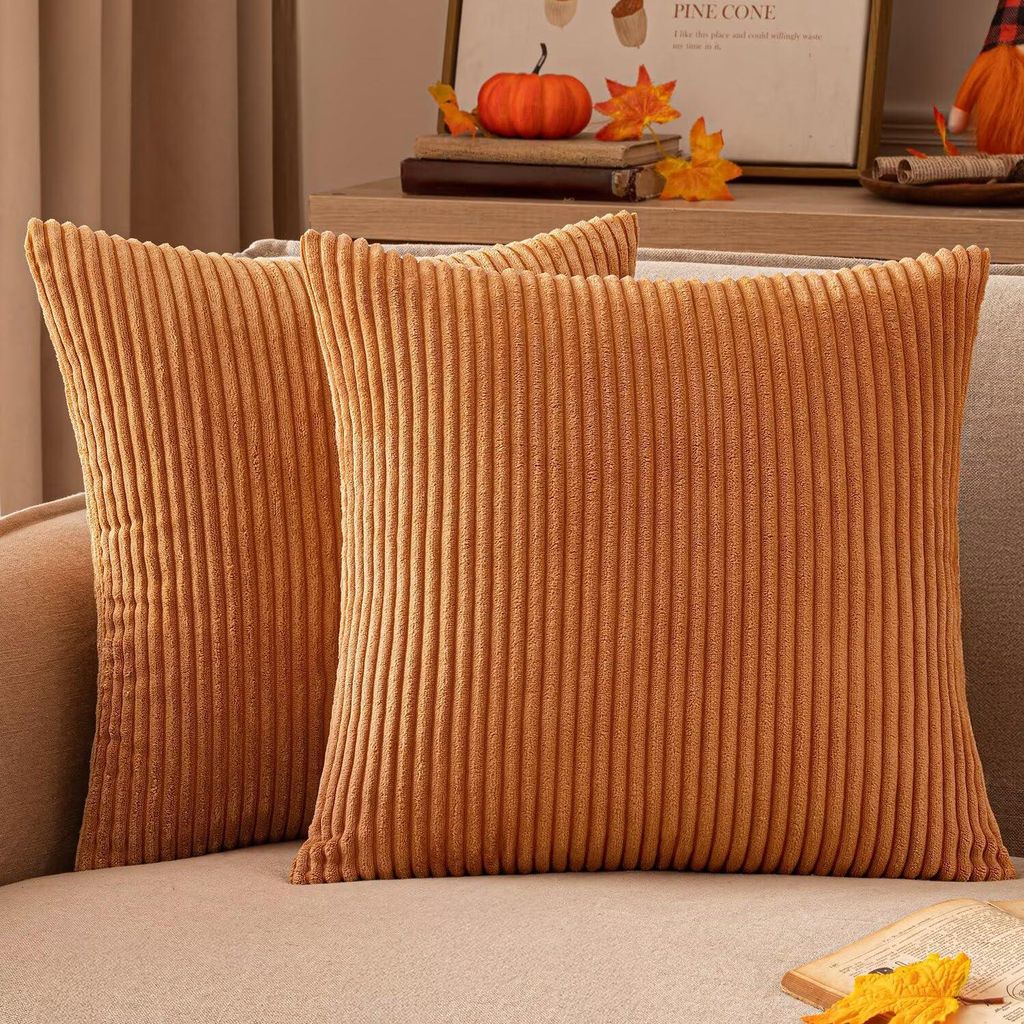 Kissenbezug 40x40 cm Herbst Cord Dekokissen Sofakissen Cordkissenbezug Dekokissenbezug Cord weich für Sofa Wohnzimmer Schlafzimmer Feuer Orange 2e...