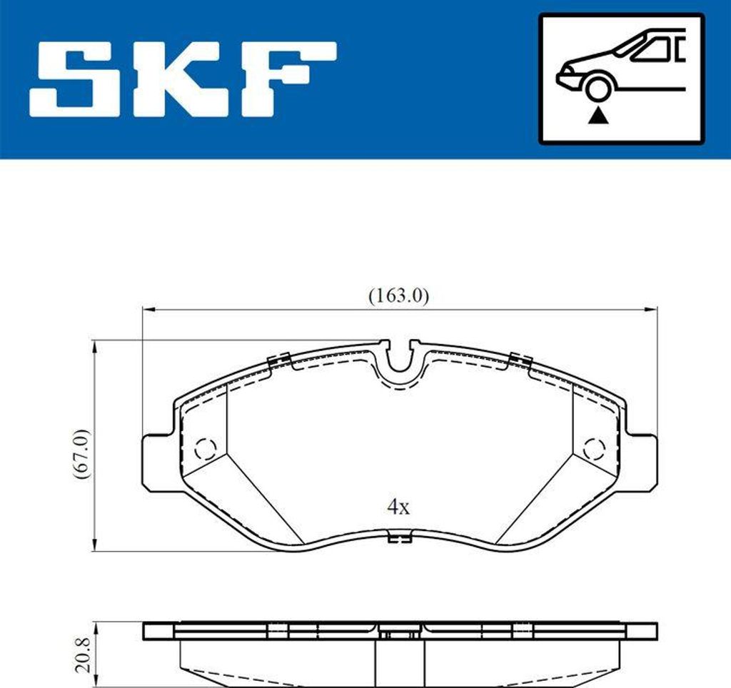 SKF VKBP 80633 E Bremsbelagsatz, Scheibenbremse OE 0044206720 kompatibel mit Vito, V-Klasse, Viano, Crafter