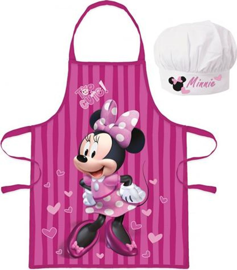 Fartuch dziewczęcy z czapką Minnie i serduszka Zdjęcie produktu 
