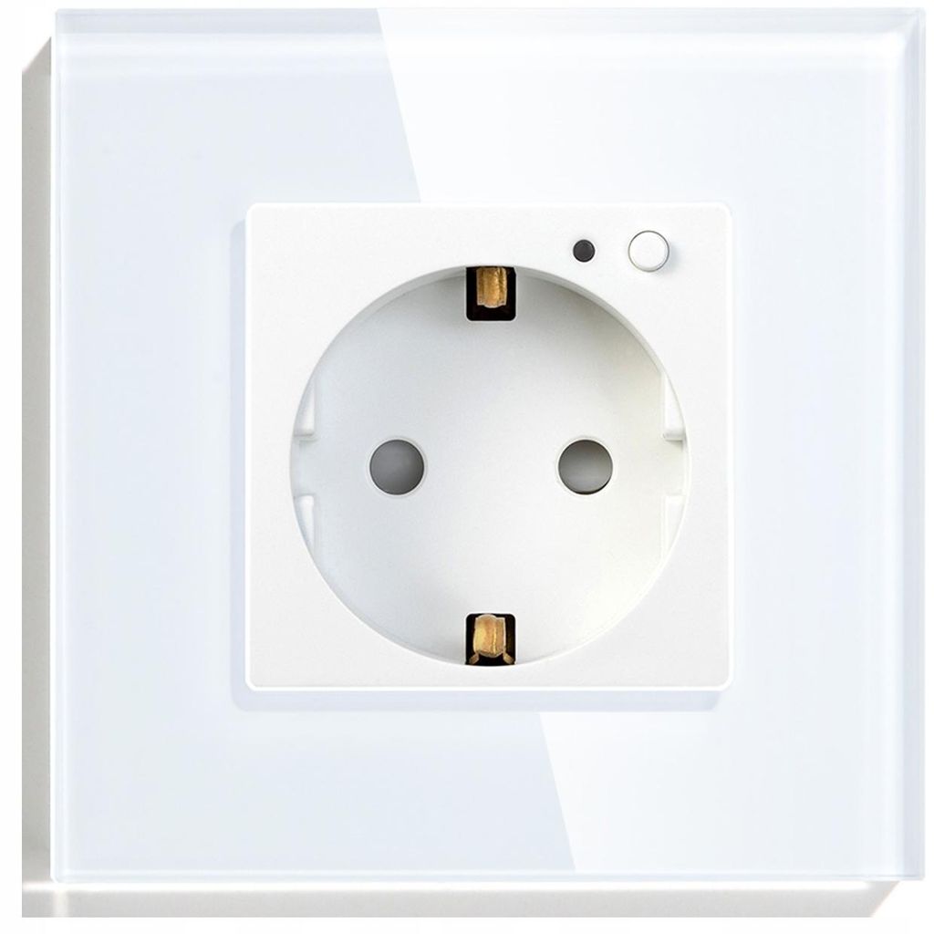 Enchufe inteligente ZigBee TUYA + marco de vidrio blanco Imagen del producto 
