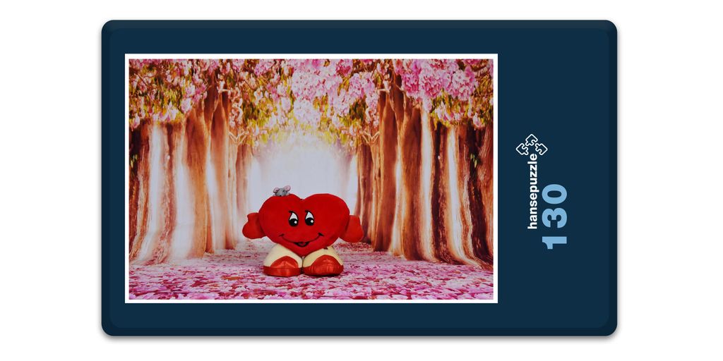 hansepuzzle 18609 - Herz im Wald Puzzle, 130 Teile, Gefühle, 28,7 x 20,0cm mit hochwertiger Aufbewahrung, Kartonbox und wiederverschließbarem Beutel