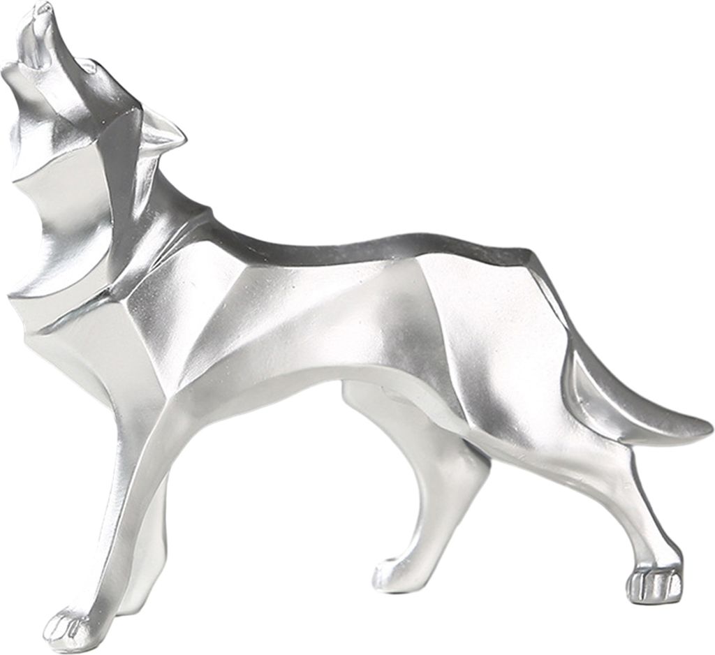 Geometrisches Wolfsornament, Kunstharz, Wolfsskulptur, abstrakte Tierkunststatue für Zuhause, Büro, Schreibtischdekoration