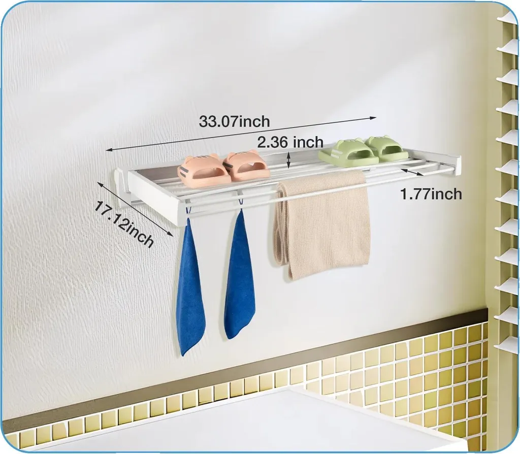Porte-vêtements mural pliable et extensible blanc - Modèle GA-2024