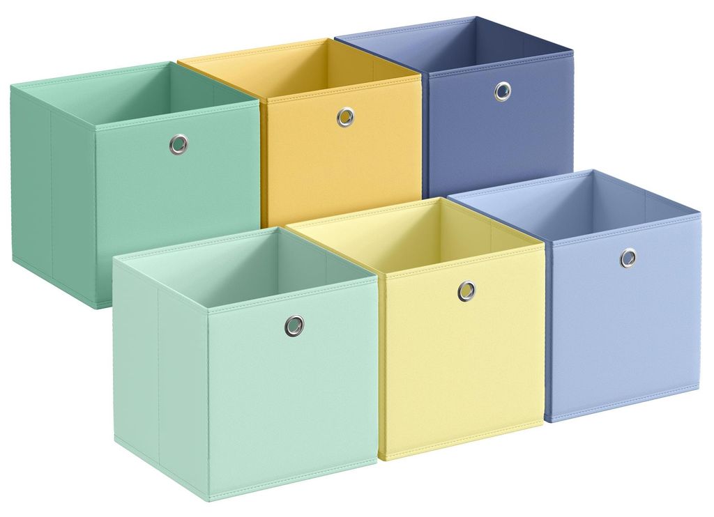 Aufbewahrungsbox, 6er-Set, Organizer-Boxen, geruchlos, faltbar, 33 x 33 x 33 cm, Stoffbox, für Würfelregale, farbenfroher Organizer, Aufbewahrung...