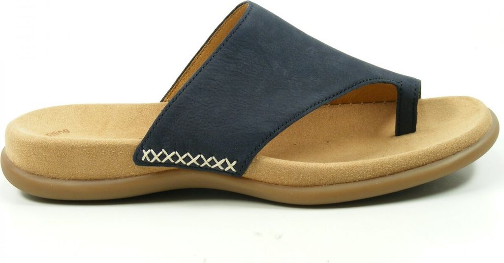 Gabor 03-700 Schuhe Damen Pantoletten Zehentrenner Nubuk, Schuhgröße:36, Farbe:Blau