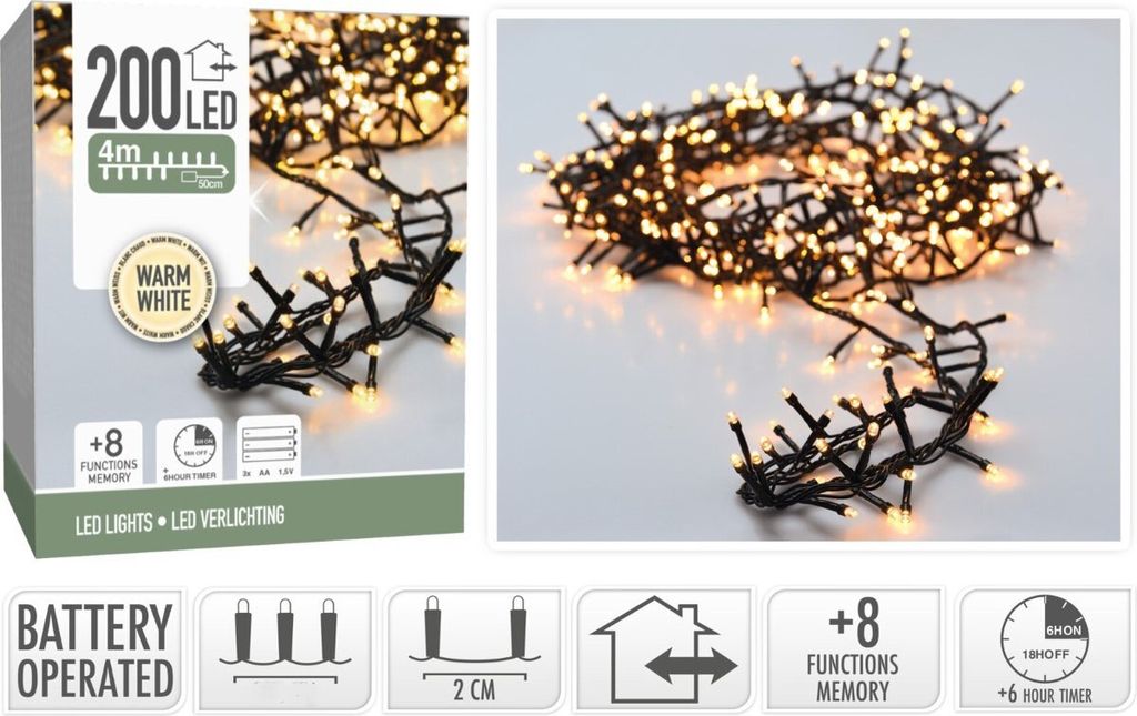 Catena luminosa a LED da 200 luci Cluster Batteria Timer Immagine del prodotto 