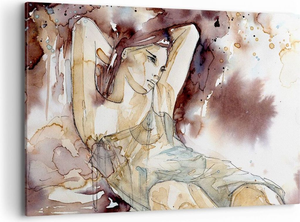 Bild auf Leinwand - Leinwandbild - Frau Modell - 120x80cm - Wand Bild - Wanddeko - Wandbilder - Leinwanddruck - Bilder - Kunstdruck - Wanddekoratio...