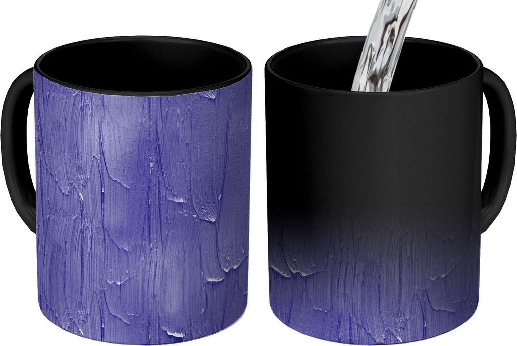 MuchoWow Zauber Tasse Zaubertasse Magic Farbe - Muster - Lila 350 ml Farbwechsel Becher Geschenk Geschenkidee - Magic-Tasse - Fototasse - Keramik...