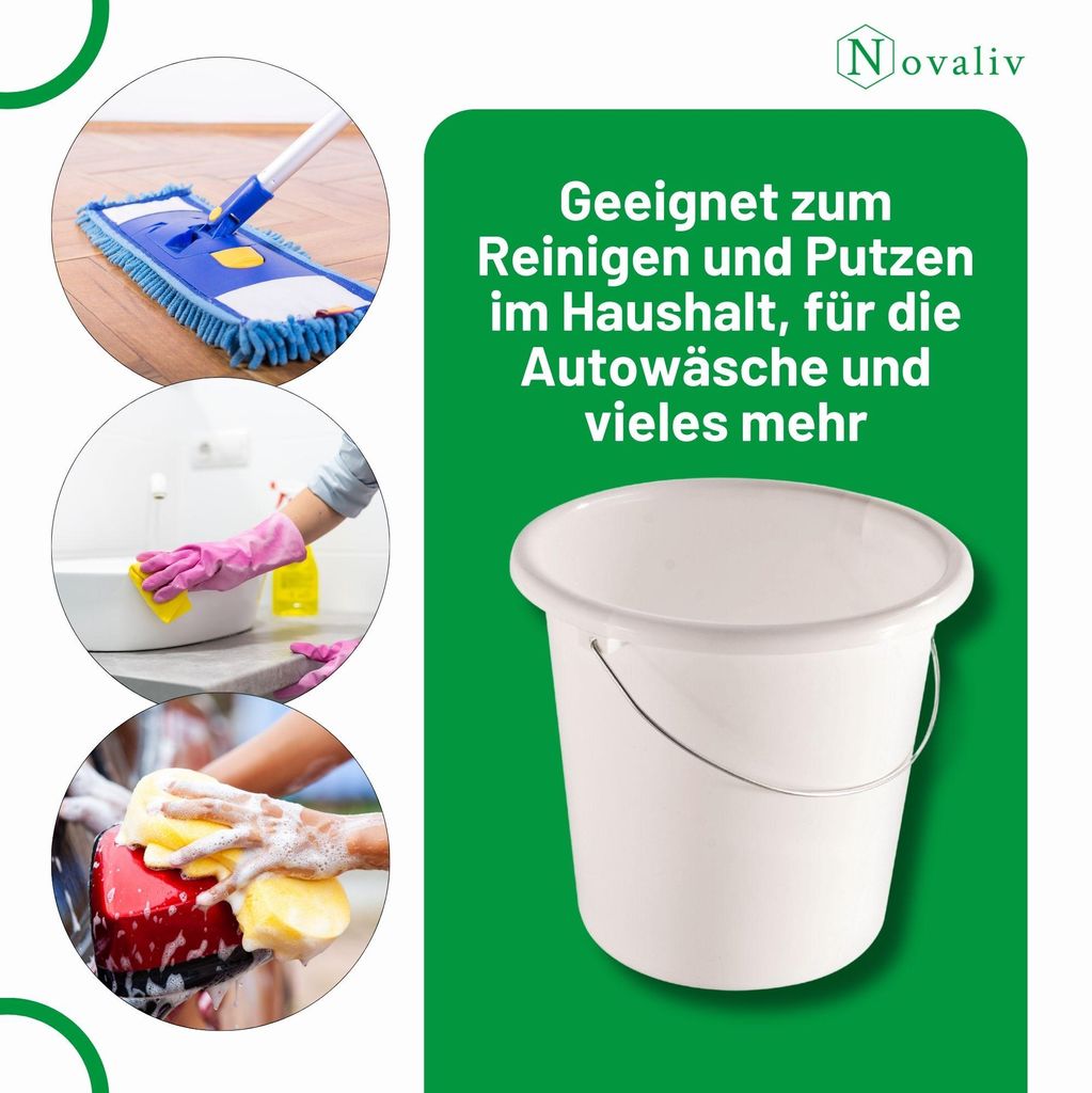 Novaliv 2 kusy Vedro 5L biele so stupnicou - Čistiace vedro Obrázok produktu 