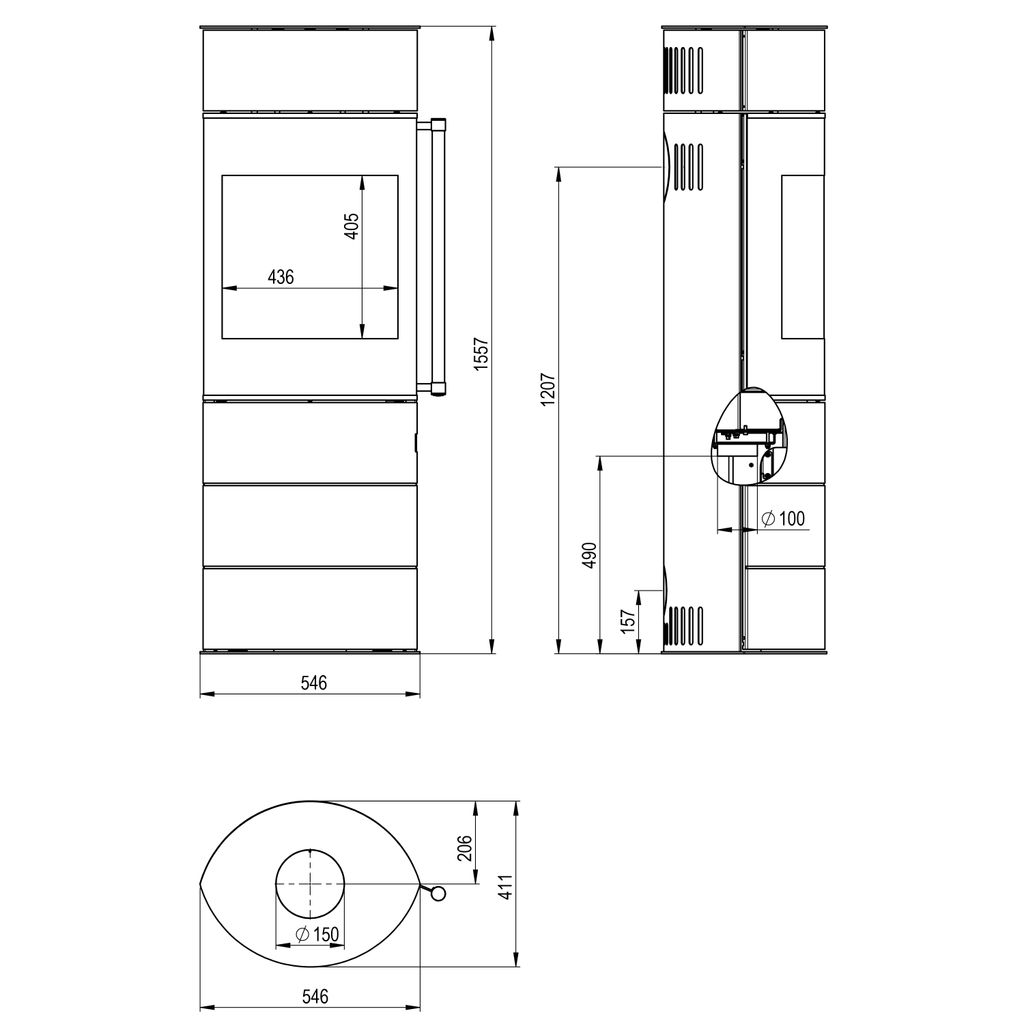 H&M Kaminofen Citro 2.0 XL 6kW - Creme Weiß Oval Modern