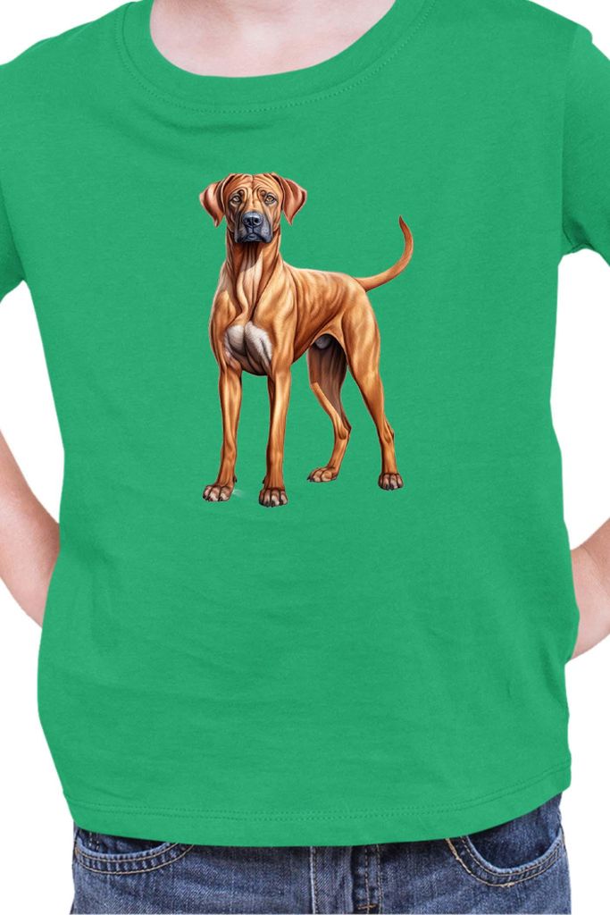Kinder T-Shirt Dogs Breeds Rhodesian Ridgeback Dog Breed 005, 3-4 Jahr - 104 / Grün
