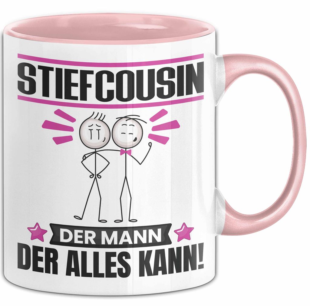 Stiefcousin Tasse Geschenk für Stiefcousin Der Mann Der Alles Kann Geschenkidee zum Geburtstag (Rosa)
