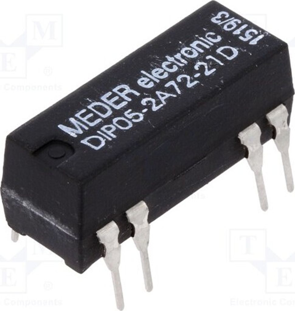 1x Relais: Reed 1A USpule : 5VDC max.200VDC max.200VAC DIP05-2A72-21D Elektromag