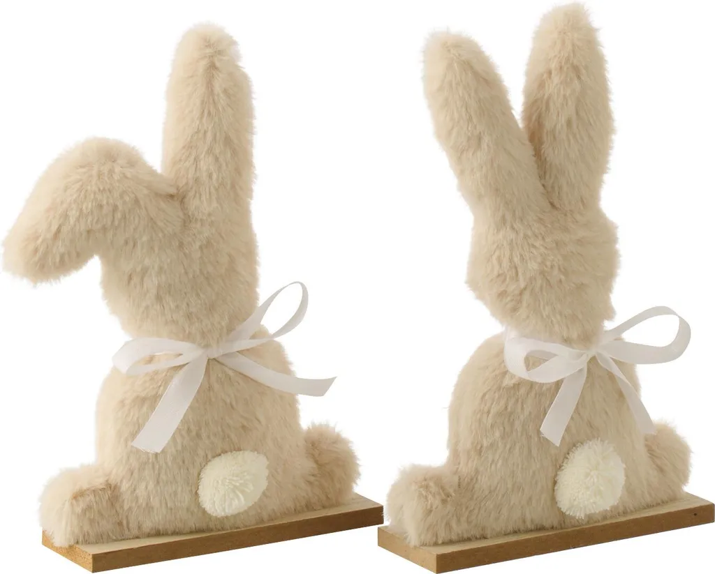 Petit lapin déco beige polyester J-Line pour ambiance cosy chambre