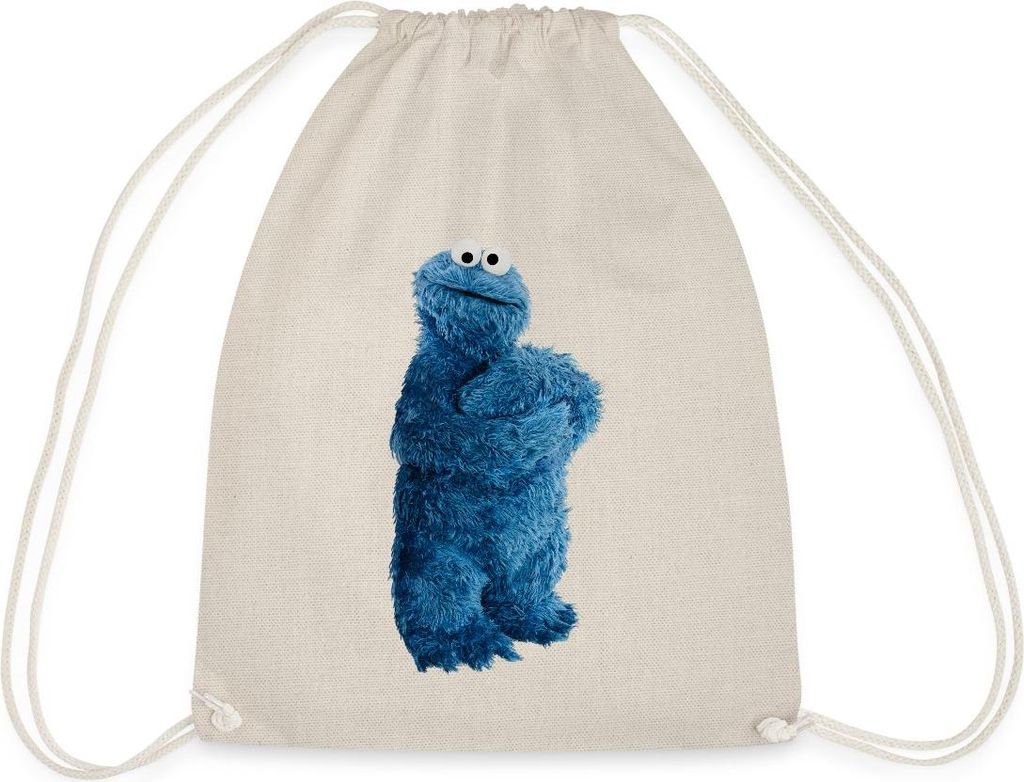 Spreadshirt Sesamstraße Krümelmonster Pose Turnbeutel, One size, Natur