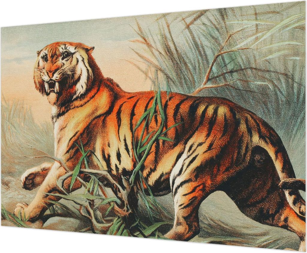 Wandtapete - Dekorative Tapete für Wohnzimmer - Tapetenfolie für Wanddekoration - 312x219 cm - Tiger Natur