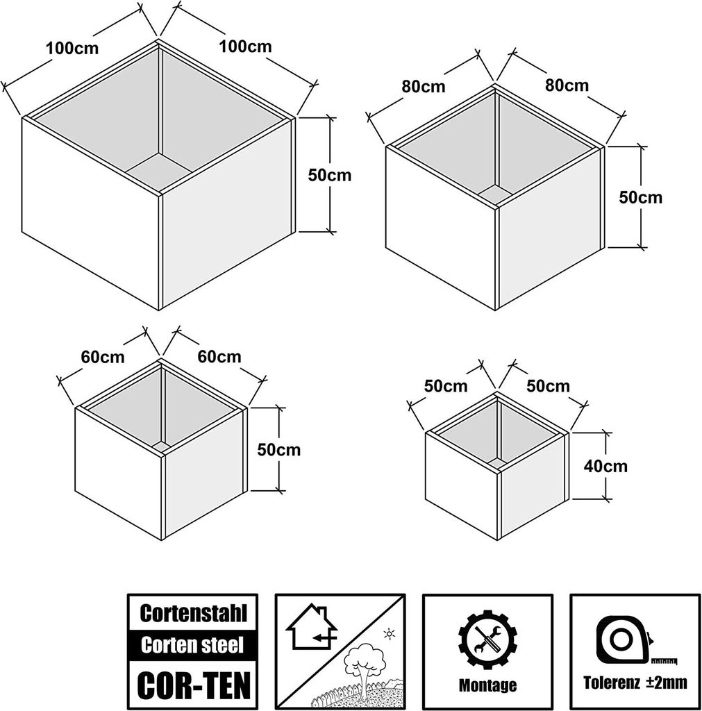 KÖHKO® Designer Pflanzrahmen aus Cortenstahl als Bausatz Produktbild 4