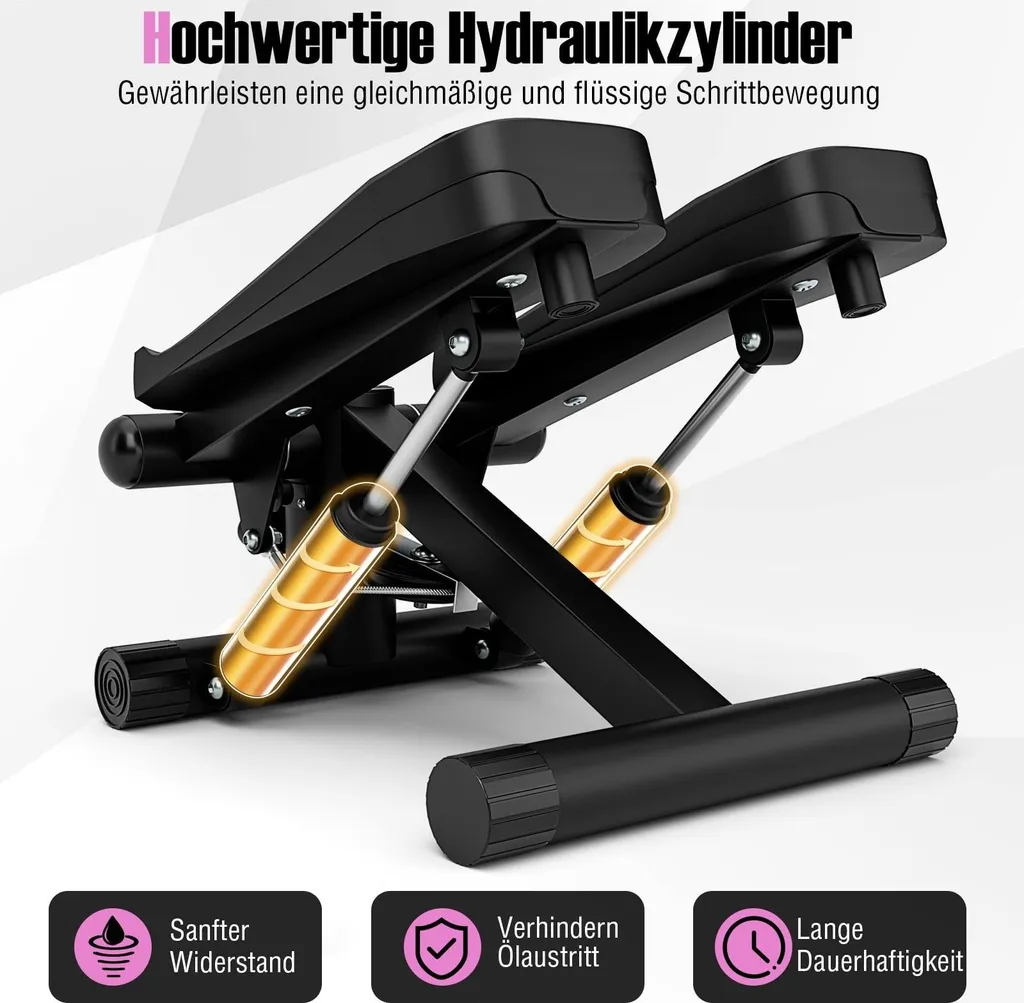 Mini Stepper Hydraulique Silencieux à Intensité Variable et Extenseurs Pro