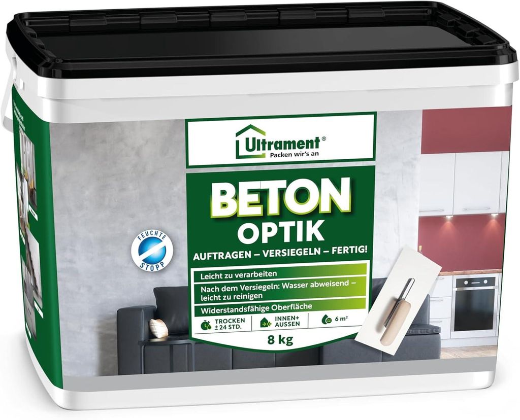 Ultrament Beton Optik, 8 kg, masilla en polvo, color gris Imagen del producto 