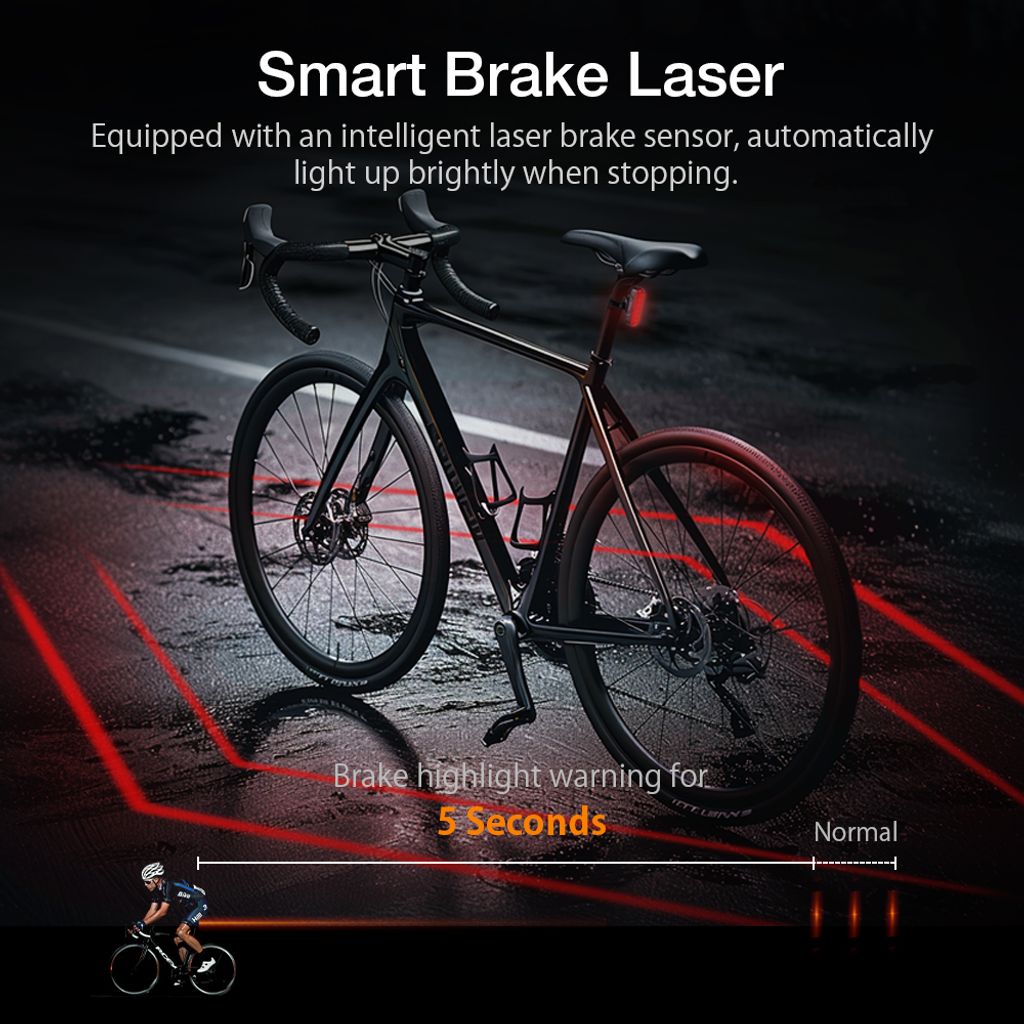 Smartes Bremslicht für Fahrräder, 500mAh , 6 Lichtmodi, Produktbild 3