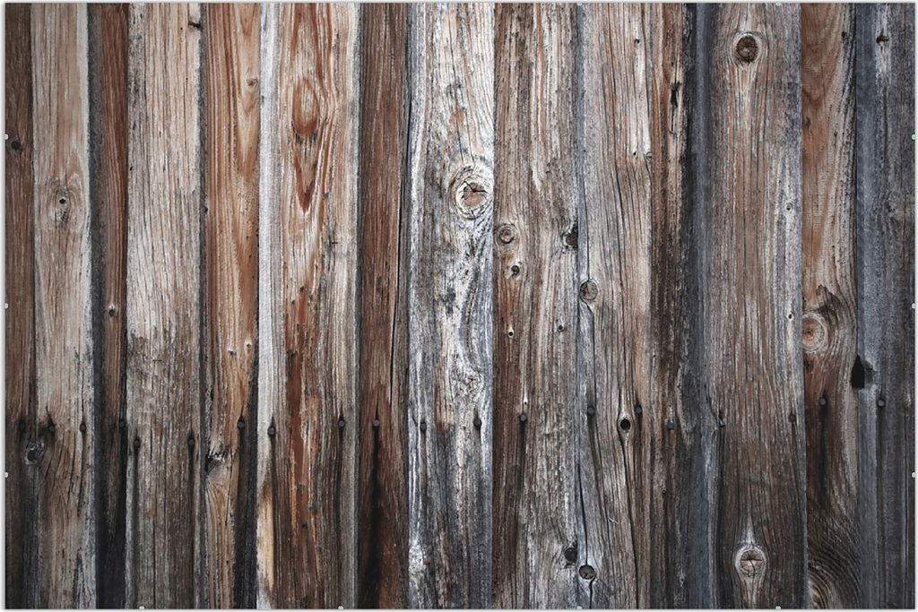 Wallario Wandbild Alte Holzwand - Holzplanken in grau und braun, Größe: 61 x 91,5 cm, Poster mit rahmenlosen Bildhalter
