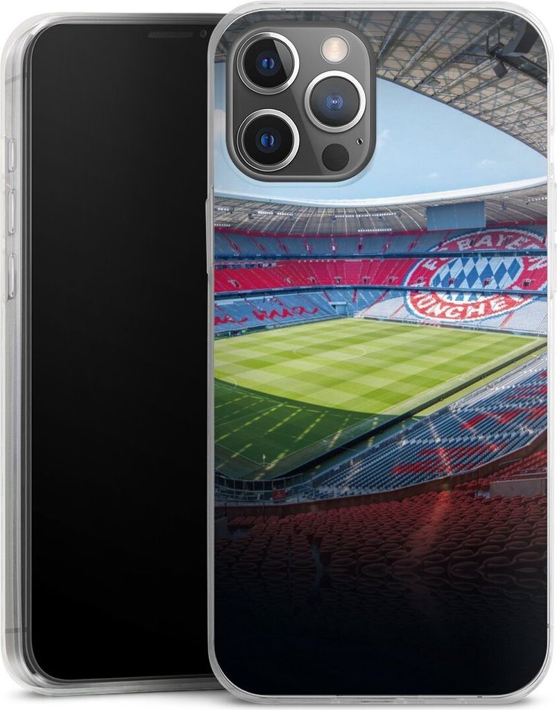 DeinDesign Slim Hülle für Apple iPhone 12 Pro Max Silikon Case Ultra Dünn Handyhülle FC Bayern München FCB Stadion