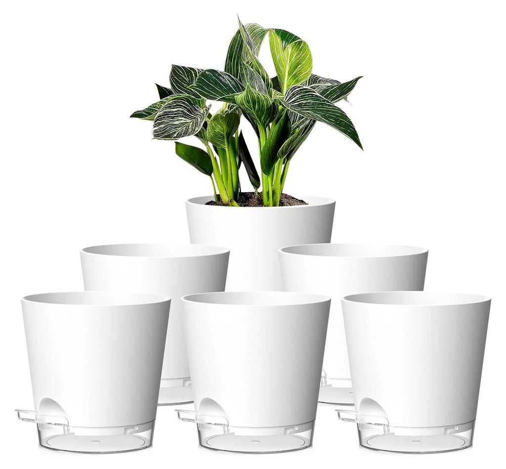 6er Set Selbstbewässerungstopf – 15cm Blumentopf mit Bewässerungssystem, selbstwässernder Blumentopf in matter Optik, für Balkon und Innenber...