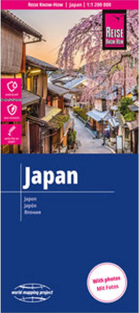 Carte Japon 1:1.200.000 indéchirable et étanche - Idéal pour Road Trip