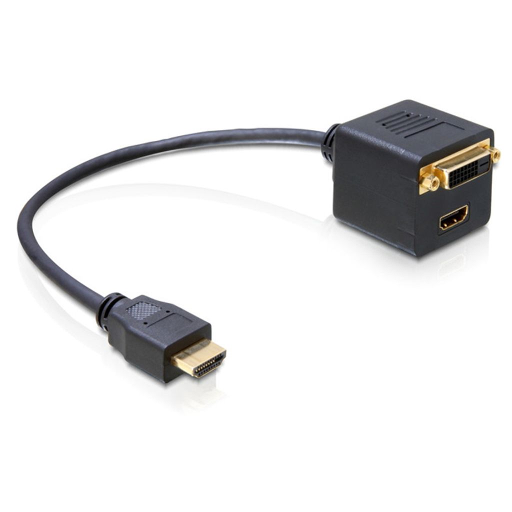 DeLOCK Adapter HDMI Stecker zu HDMI + DVI25 Buchse, 0,2 m, HDMI Typ A (Standard), HDMI + DVI, Männlich, Weiblich, Gerade