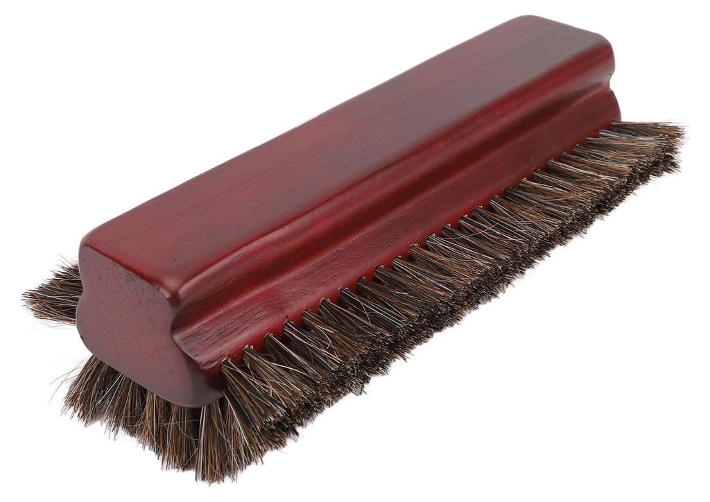 Billardtischbürste aus Holz, Pferdehaar, 3-seitiger Billardreiniger zum Reinigen von Tischeckkanten, Burgunderrot