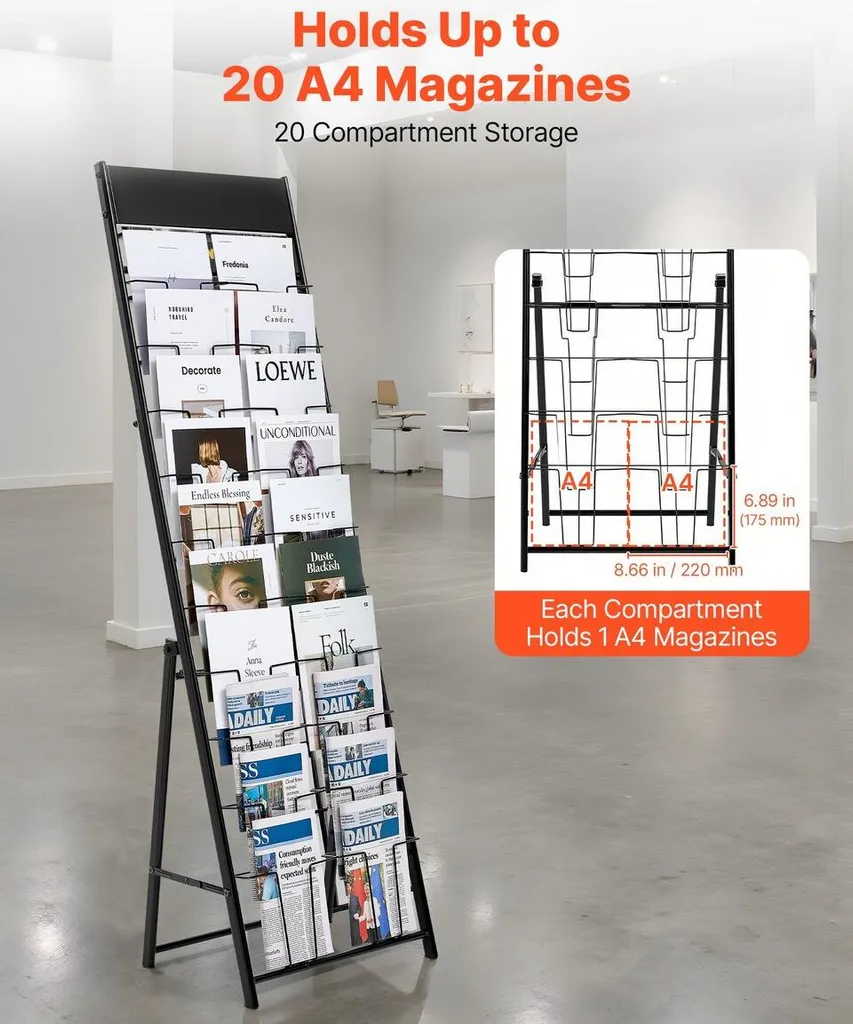 Présentoir à brochures 20 compartiments en métal noir pour salons pro - 2