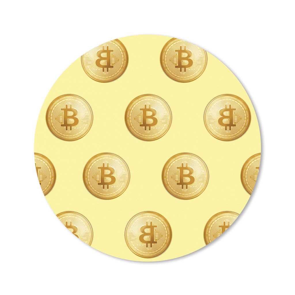 MuchoWow Mauspad Mousepad Bitcoin - Gold - Muster - Gelb 30x30 cm - Mousepads - Maus Mat - Pad - Mausunterlage - Tischunterlage - Schreibtischmatten