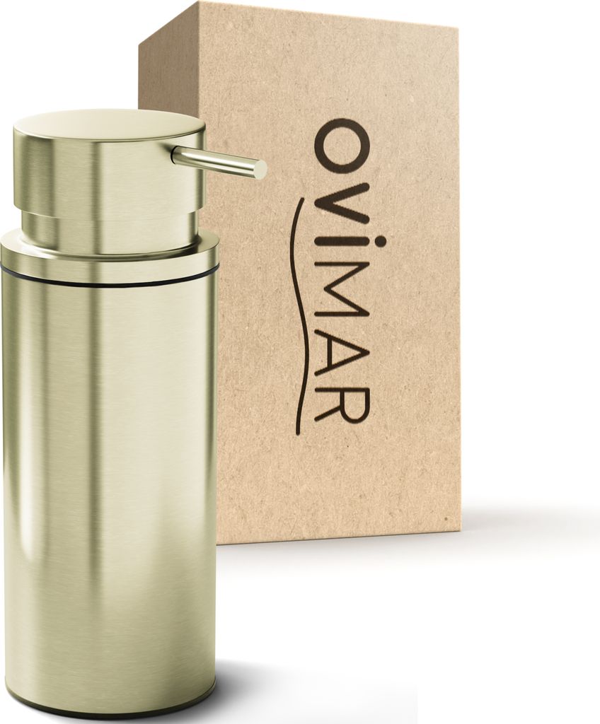 ovimar Seifenspender Solastranden | gold | Edelstahl | freistehend ohne Bohren | mit extra großer Öffnung leicht wiederbefüllbar | für das Bade...