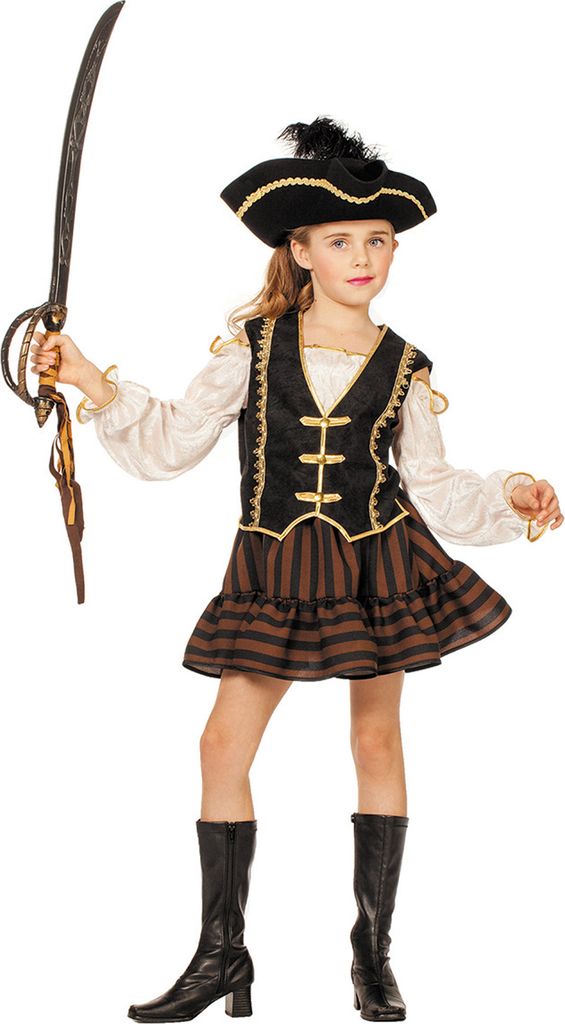 Piratin-Kleid braun, Groesse:140