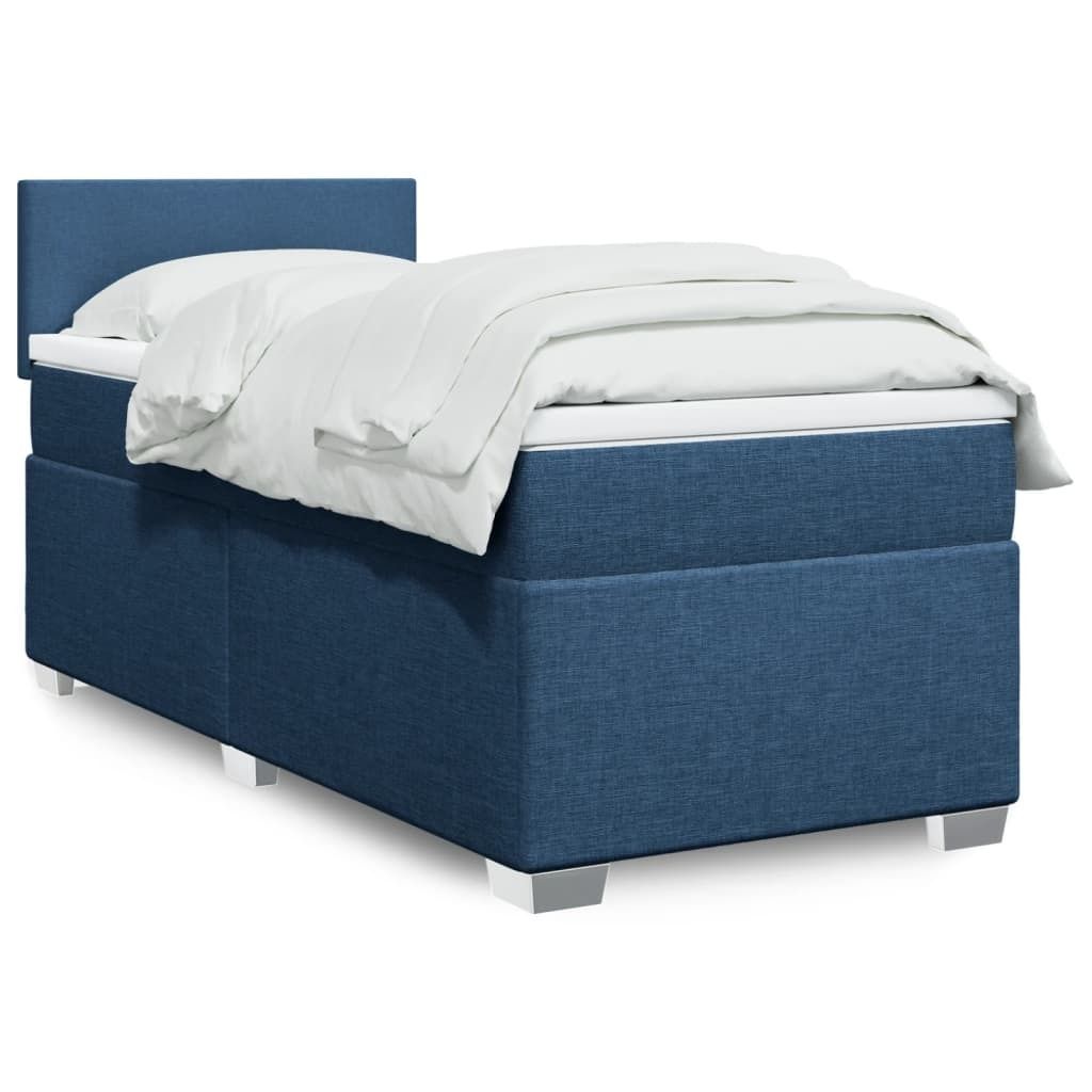 Boxspringbett mit Matratze Blau 90x190 cm Stoff, Klassische Betten 2024 Neu