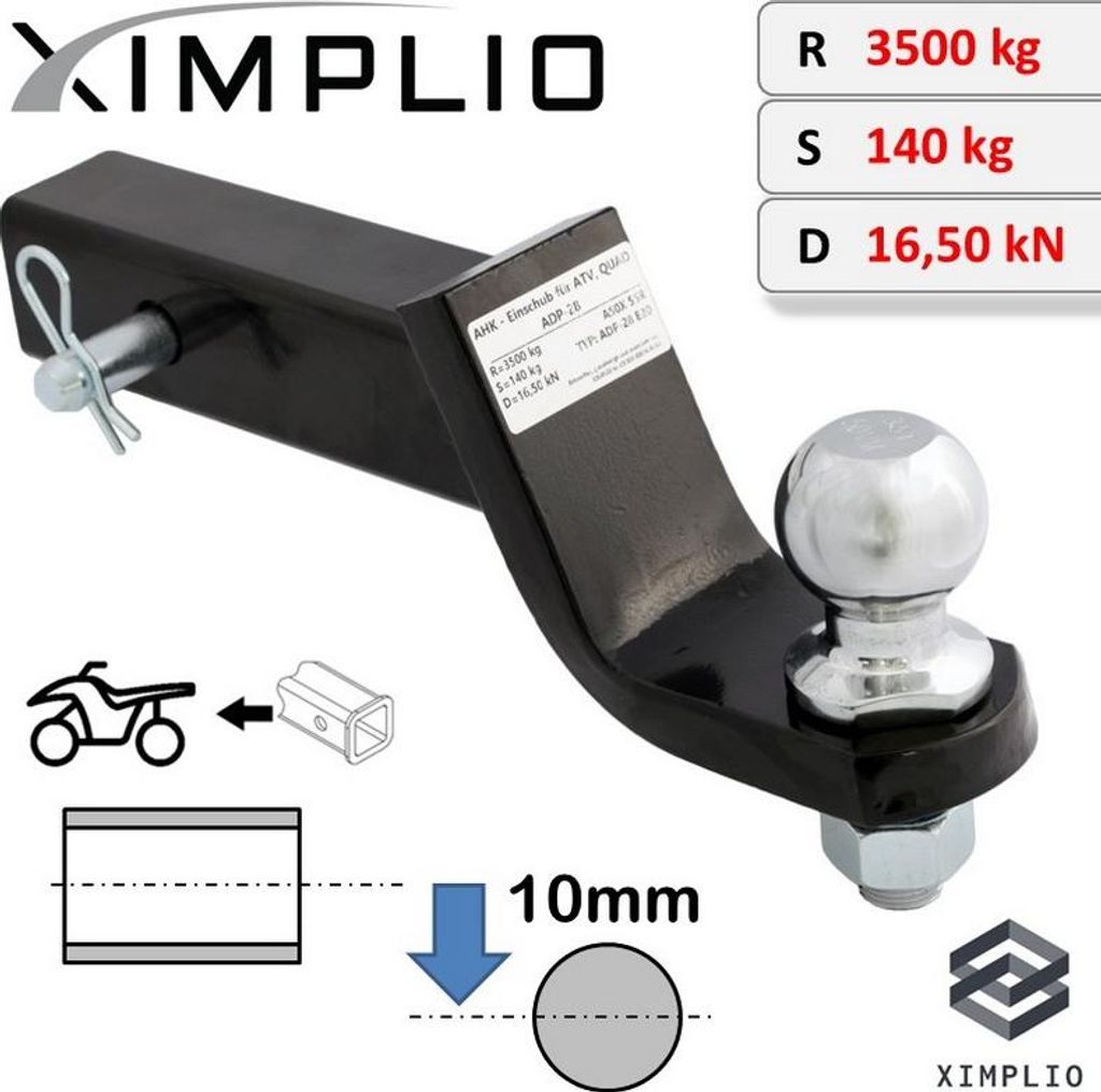 Anhängerkupplung AHK-Einschub 2-Zoll Adapter 51x51mm für Polaris Ranger XP