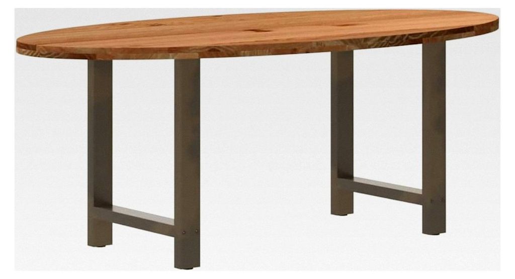 Esstisch Hellbraun 200x100x74 cm Massivholz Eiche Oval