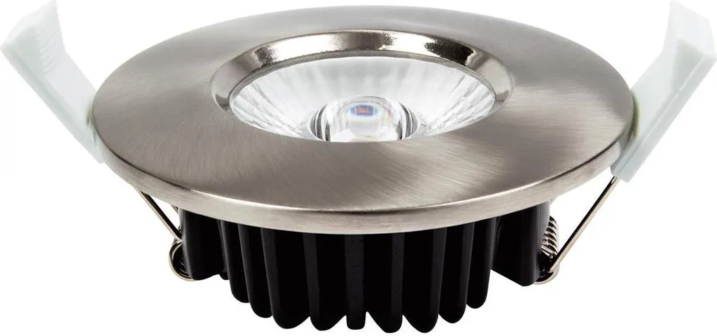 Spot LED encastrable extra-plat 90mm IP44 nickel blanc chaud 6W 520lm